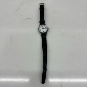Vintage Picard Slim Women's Black Calf Skin Strap Silver Case Swiss Watch